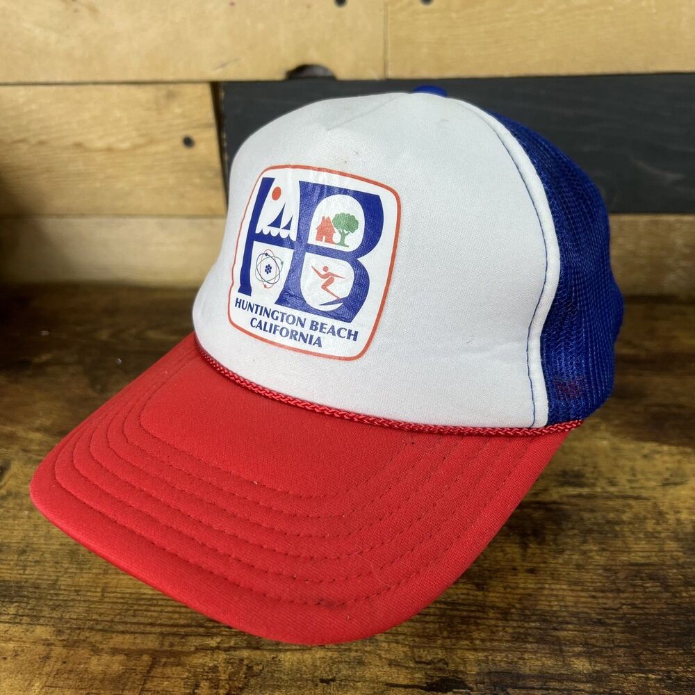 Huntington Beach California Trucker Mesh Rope SnapBack Adjustable Hat Baseball